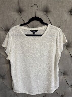 Simply Vera Vera Wang Cream Textured Scoop Neck Short Sleeve Top